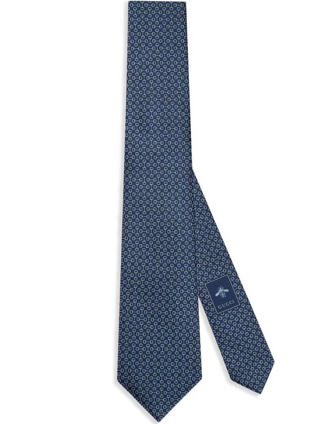 Horsebit Jacquard Silk Tie Blue - GUCCI - BALAAN 1