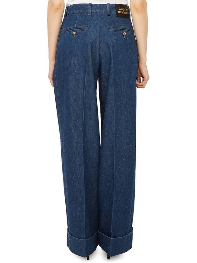 Women's Cotton Wide Jeans Dark Blue - GUCCI - BALAAN 5