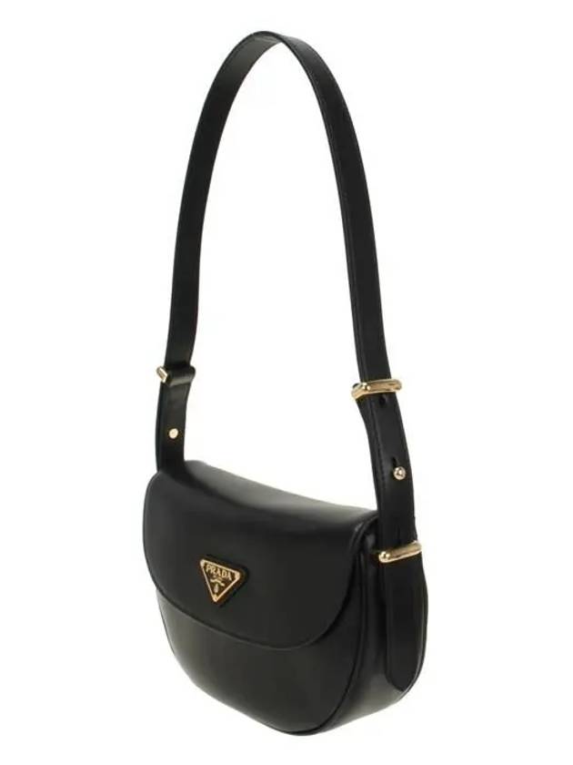 Arque Leather Shoulder Bag Black - PRADA - BALAAN 3