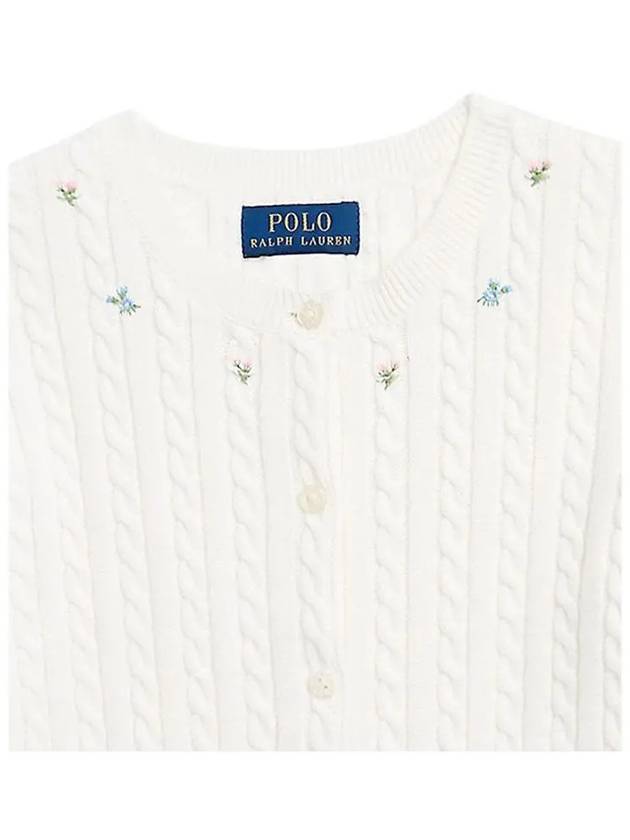 Kids Women s Flower Embroidery Cardigan White 901280 002 - POLO RALPH LAUREN - BALAAN 4