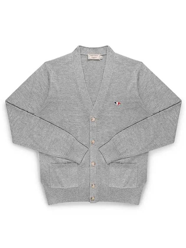 Tricolor Fox Patch Classic Cardigan Grey Melange - MAISON KITSUNE - BALAAN 2