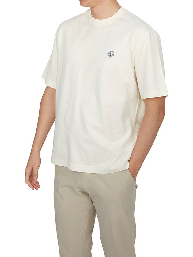 Combed Organic Cotton Jersey Short Sleeve T-Shirt Ivory - STONE ISLAND - BALAAN 5