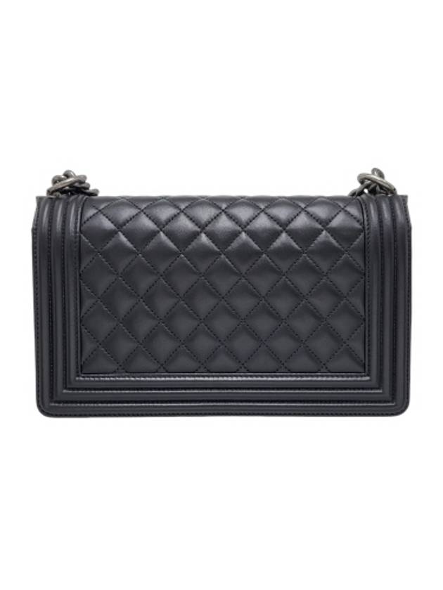 A67086 Black Lambskin Boy Medium Vintage Silver Chain Shoulder Bag - CHANEL - BALAAN 3