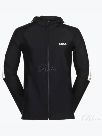 Logo Print Zip-Up Hoodie Black - HUGO BOSS - BALAAN 2