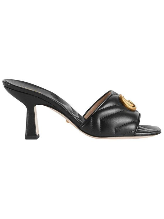 Double G Leather Slide Sandals Black - GUCCI - BALAAN 1