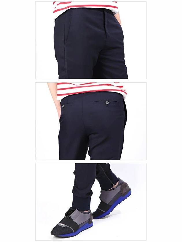 Men's Banding Zipper Jogger Straight Pants Navy - LANVIN - BALAAN 5