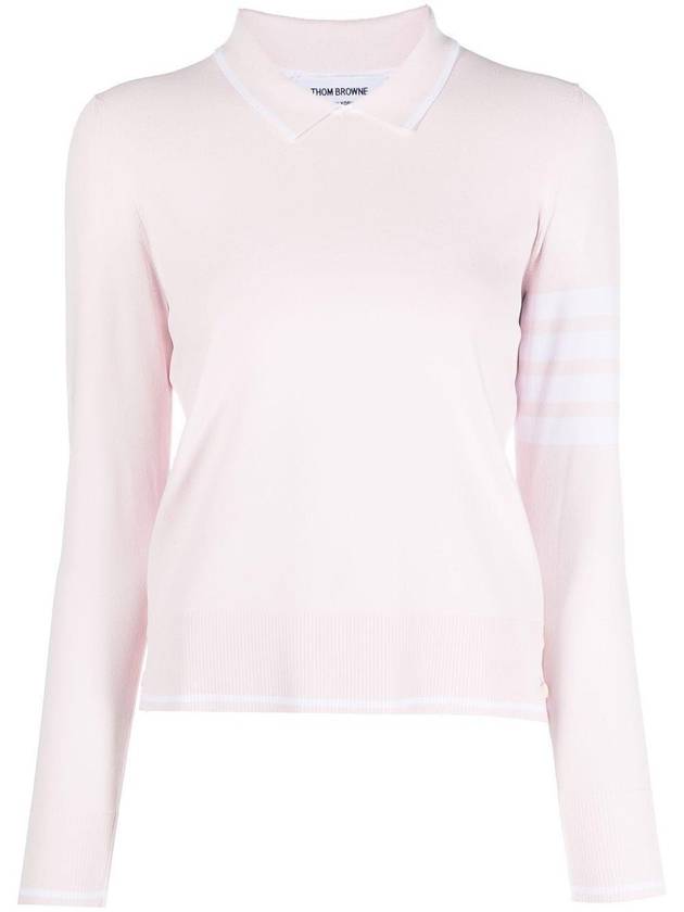 Women's Tipping Jersey Viscose Polo Shirt Pink - THOM BROWNE - BALAAN 2