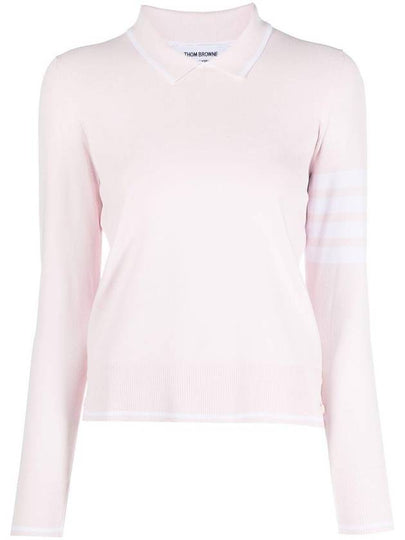 Women's Tipping Jersey Viscose Polo Shirt Pink - THOM BROWNE - BALAAN 2