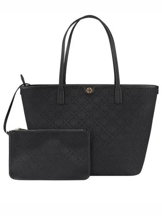 152302 001 T Monogram Tote Bag Black 1043099 - TORY BURCH - BALAAN 1