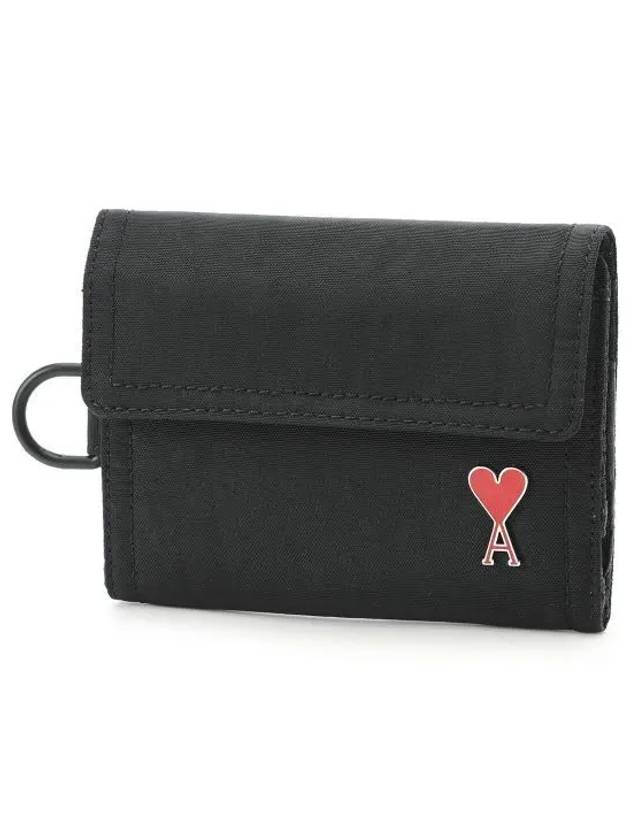 Signature Heart Logo D Ring Half Wallet Black - AMI - BALAAN 2