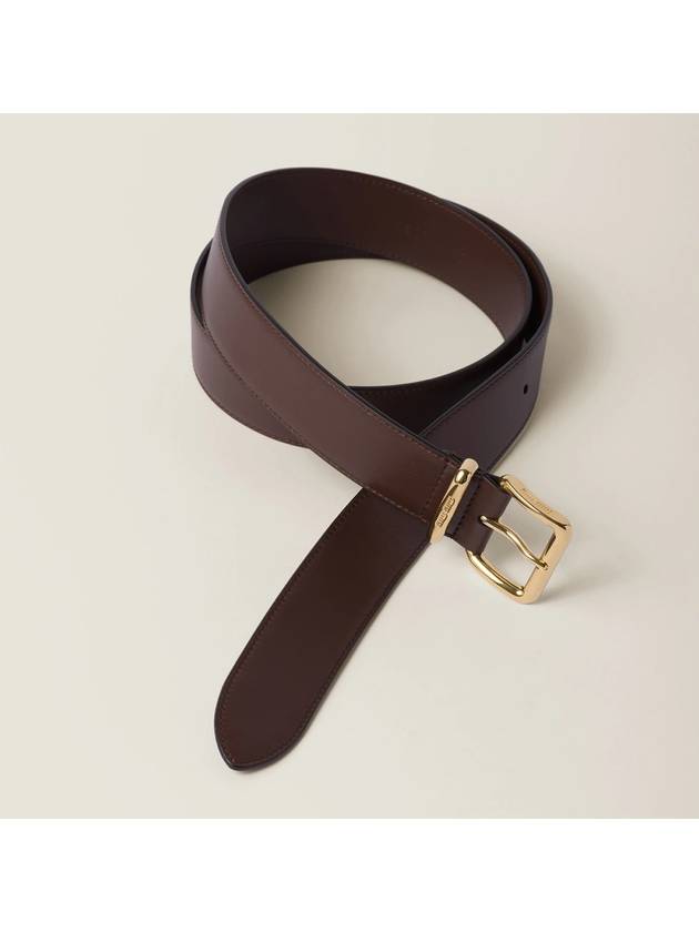 Metal Buckle Logo Leather Belt Sienna - MIU MIU - BALAAN 3