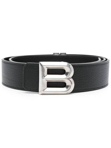 Logo Buckle Leather Belt Black - BALLY - BALAAN 1