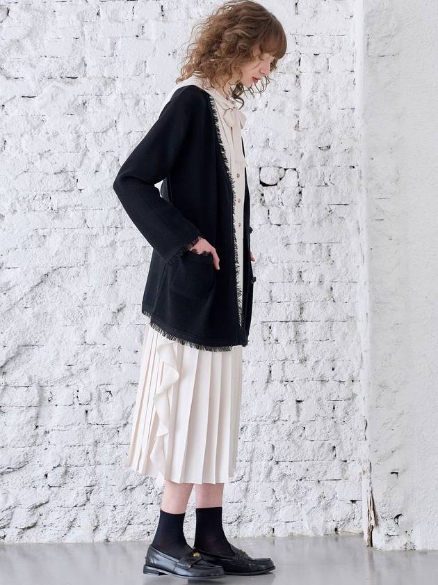 Fringe Knit Cardigan Black - MITTE - BALAAN 3