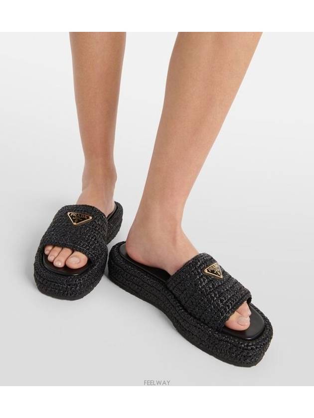 Crochet Flatform Slide Slippers Black - PRADA - BALAAN 6