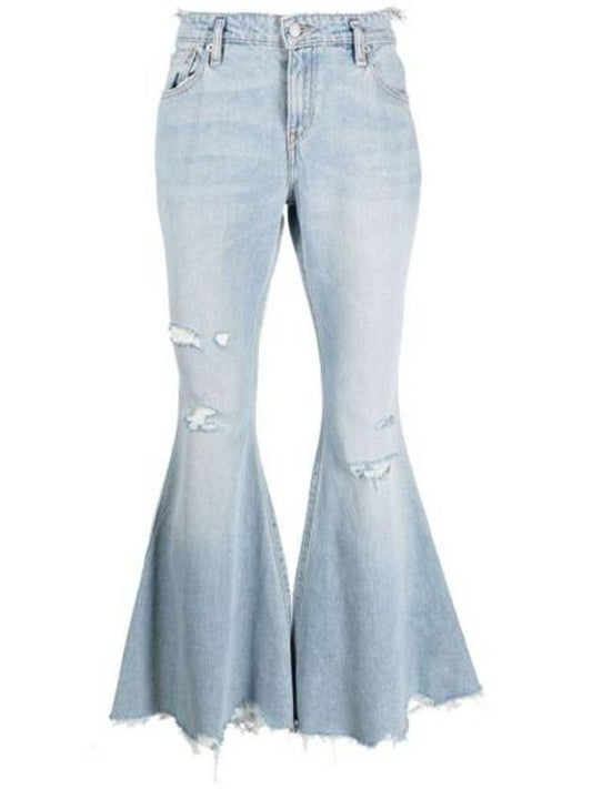 Distressed Flare Wide Jeans Blue - ERL - BALAAN 1