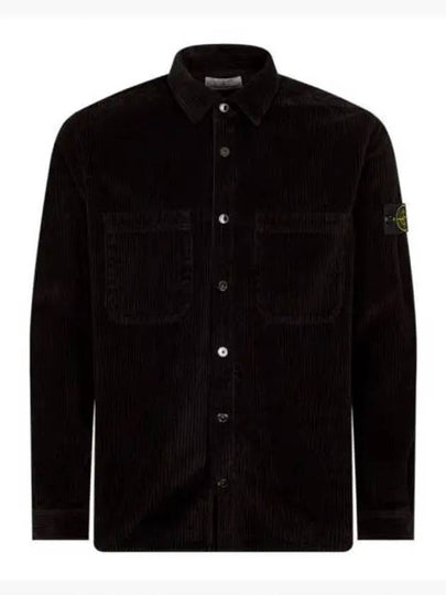 Cotton Corduroy 400 TC Over Long Sleeve Shirt  Black - STONE ISLAND - BALAAN 2