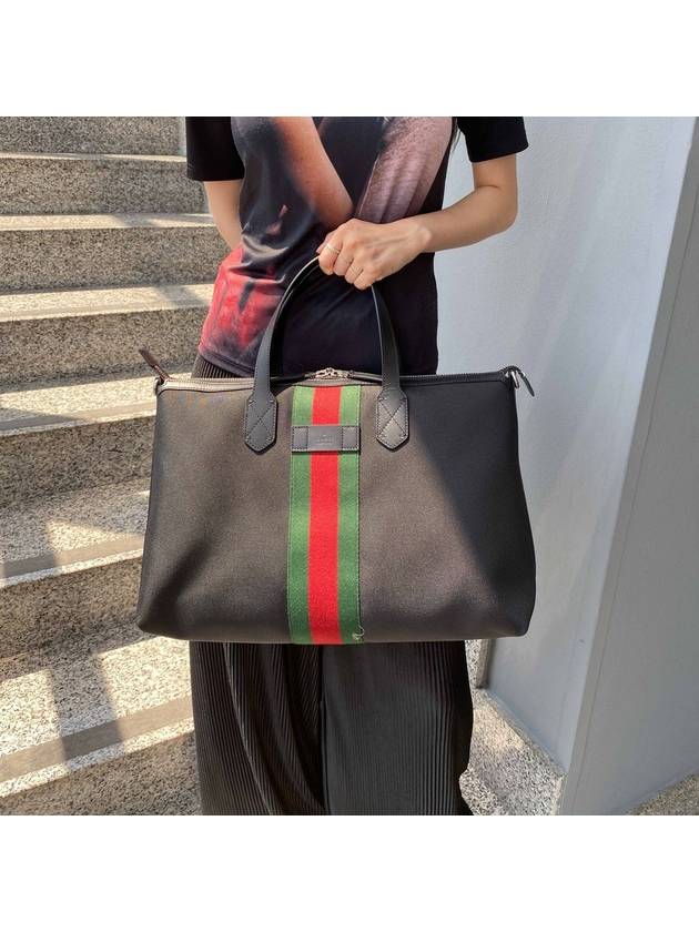 Striped Canvas Tote Bag Black - GUCCI - BALAAN 3