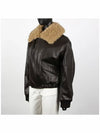 Women's Shearling Collar Leather Jacket Dark Chocolate - LEMAIRE - BALAAN 3