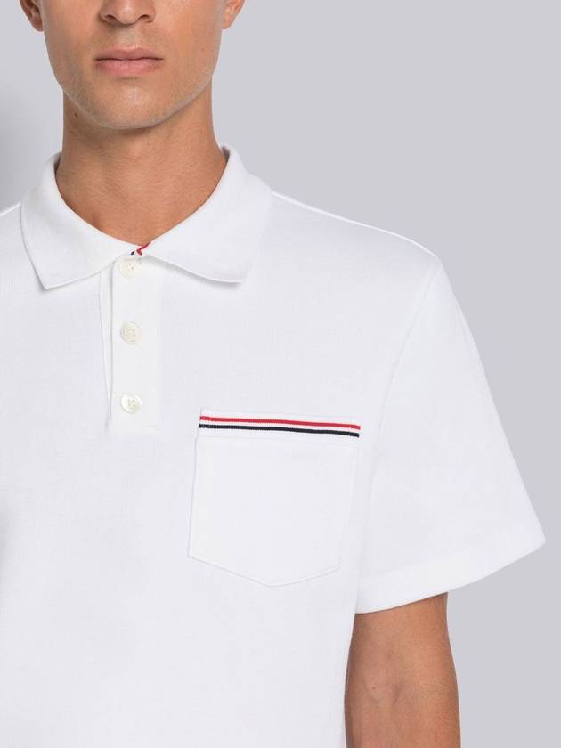 RWB Pocket Interlock Cotton Short Sleeve Polo Shirt White - THOM BROWNE - BALAAN 3