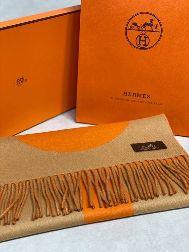 Casaque Grand Mors Muffler Camel Orange - HERMES - BALAAN 5