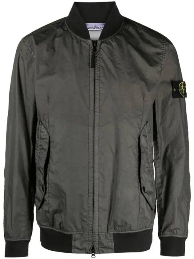 Men's Wappen Patch Zip-Up Bomber Jacket Green - STONE ISLAND - BALAAN 2