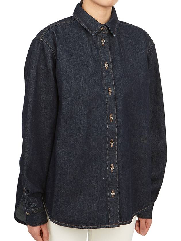 Denim Long Sleeve Shirt Navy - TOTEME - BALAAN 4