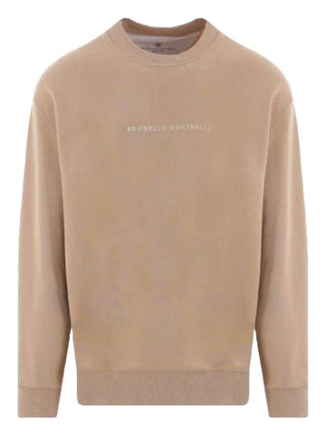 Embroidered Logo Sweatshirt Beige - BRUNELLO CUCINELLI - BALAAN 1