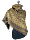 Monogram Shine Silk Gold Brown Muffler Shawl M75122 - LOUIS VUITTON - BALAAN 2