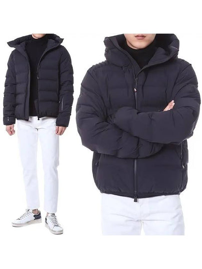 Men's Grenoble Lagorai Logo Hooded Quilted Short Padding Black - MONCLER - BALAAN 2