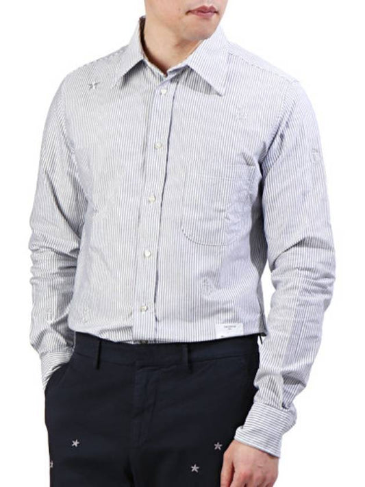 Men's Anchor Striped Long Sleeve Shirt White - THE EDITOR - BALAAN 1