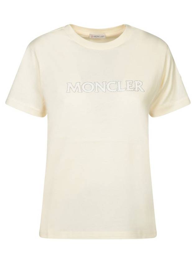 Rhinestone Logo Short Sleeve T Shirt White - MONCLER - BALAAN 1