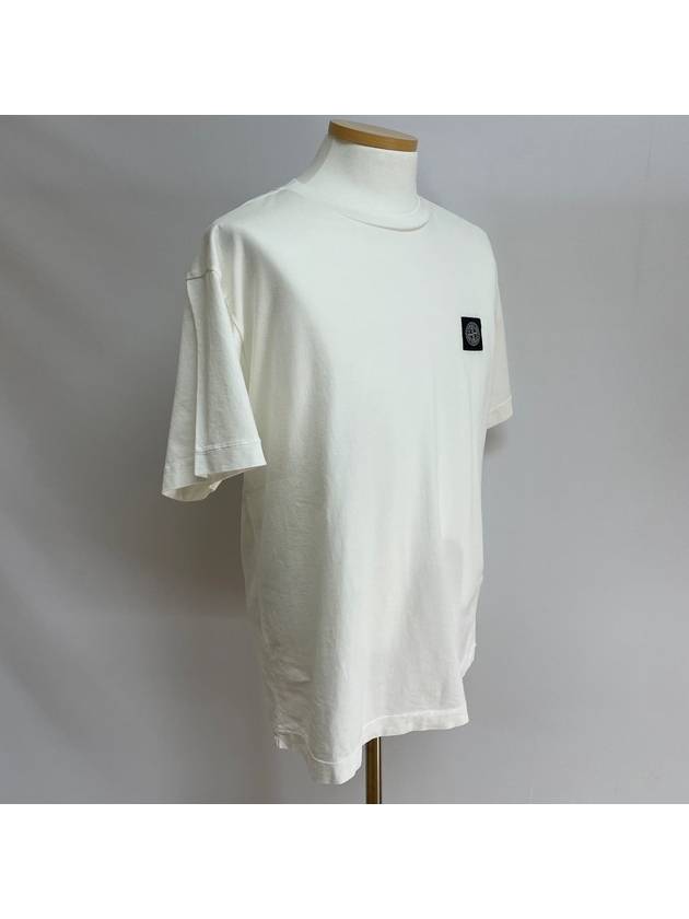 Logo Patch Cotton Short Sleeve T-Shirt White - STONE ISLAND - BALAAN 3