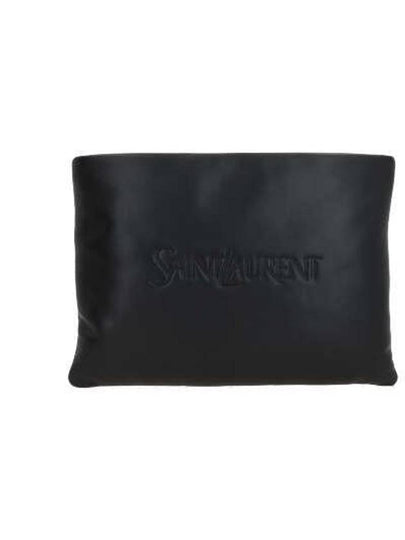 Logo Padding Large Clutch Bag Black - SAINT LAURENT - BALAAN 2