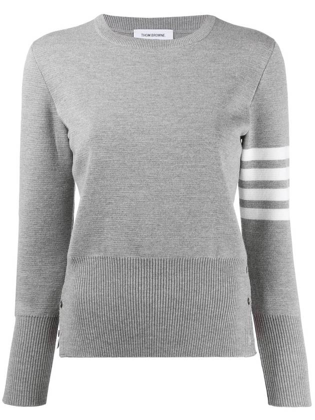 4-Bar Milano Stitch Crew Neck Knit Top Light Grey - THOM BROWNE - BALAAN 2