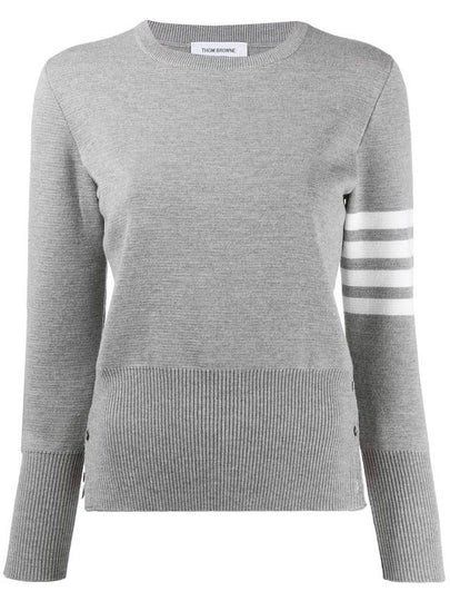 4-Bar Milano Stitch Crew Neck Knit Top Light Grey - THOM BROWNE - BALAAN 2