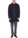 diagonal classic wool over padded coat navy - THOM BROWNE - BALAAN.