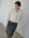 e Women's Shearling Fur Buckle Overfit Jacket Ivory - PRETONE - BALAAN 8