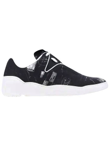 Homme Printed Leather Canvas Low Top Sneakers Black - DIOR - BALAAN 1