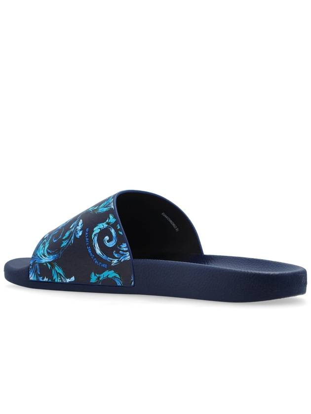 Versace Jeans Couture Rubber Slides With Print, Men's, Navy Blue - VERSACE - BALAAN 5