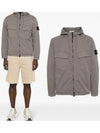 Cotton Twill Stretch Hooded Jacket Dove Grey - STONE ISLAND - BALAAN 2