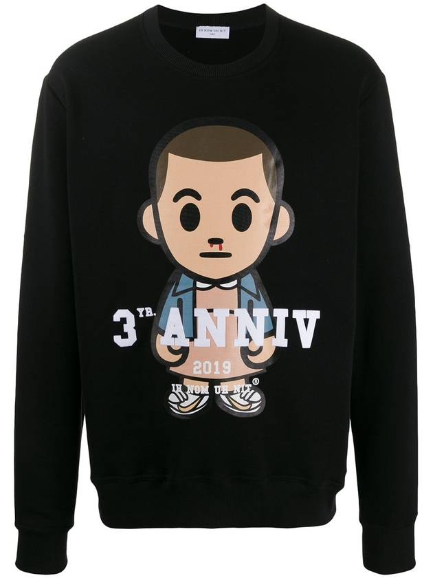 Big Eleven Print Crew Neck Sweatshirt Black - IH NOM UH NIT - BALAAN 3