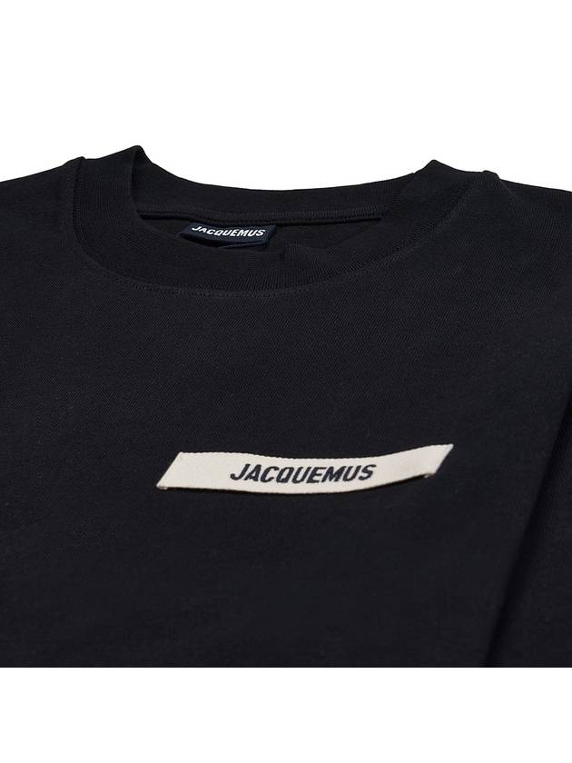 Le Gros Grain Logo Short Sleeve T-Shirt Black - JACQUEMUS - BALAAN 4