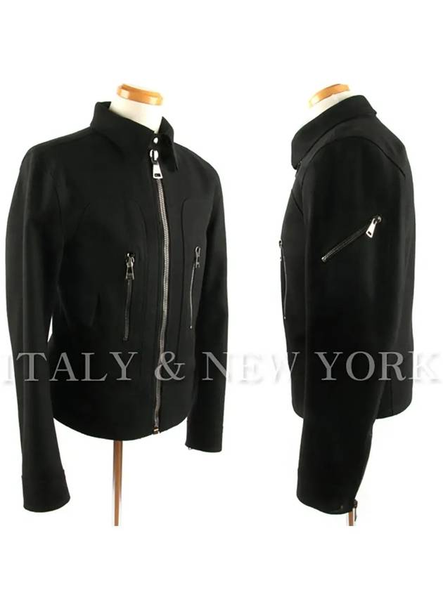 Zip Detail Wool Zip-Up Jacket Black - DOLCE&GABBANA - BALAAN 3