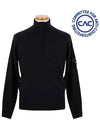 Lens Pocket Half Zip Up Wool Knit Top Navy - CP COMPANY - BALAAN.