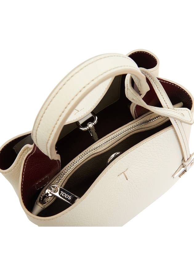 Logo Mini Leather Tote Bag White - TOD'S - BALAAN 7