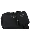 Triangle Logo Re-Nylon Saffiano Cross Bag Black - PRADA - BALAAN 3