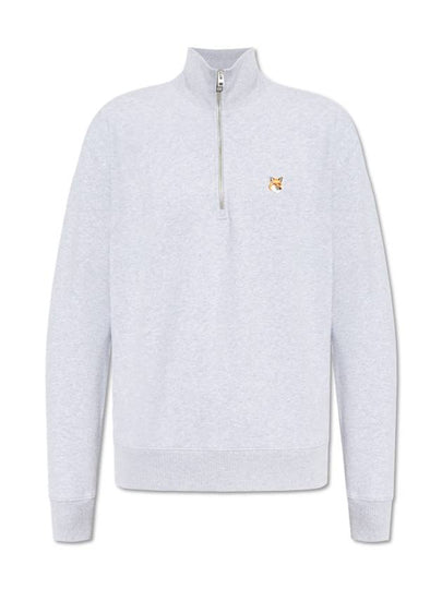 Fox Head Patch Half Zipper Sweatshirt Light Grey Melange - MAISON KITSUNE - BALAAN 2