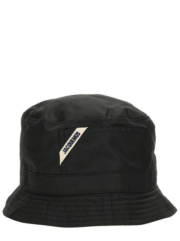 Le Bob Ovalie Nylon Bucket Hat Black - JACQUEMUS - BALAAN 3