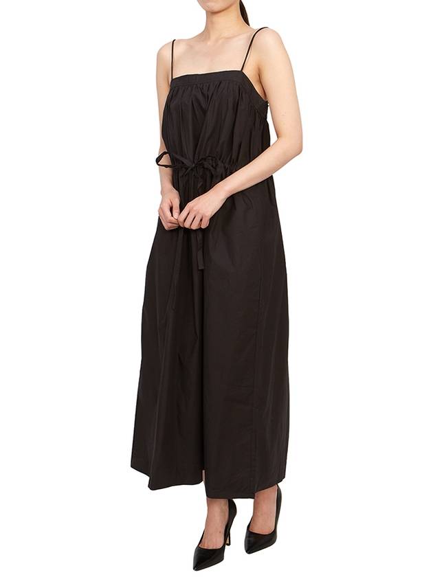 Strap Cotton Poplin Long Dress Black - GANNI - BALAAN 7