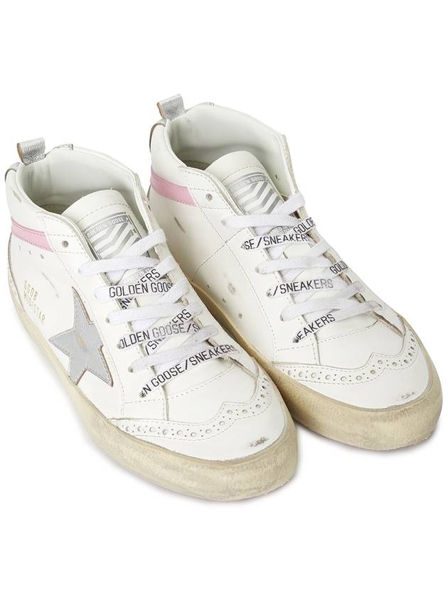 Mid Star Leather High Top Sneakers Pink White - GOLDEN GOOSE - BALAAN 4